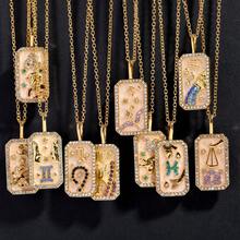 New European & American Style 12 Zodiac Necklace With Colorful Birthstones & Diamonds - Gold - View 3