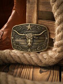 1pc Western Style Buckle, Belt Buckle Autumn-Winter Accessories Halloween Costume,Suitable For Teens, Youth,Men,Casual, Outdoor, Athletic, Vacation, Graduation Gifts, Birthday, Daily Wear - Cow 3 - View 1