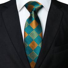 1/2/3/4/5件套男士双T1格子领带、丝缎领带、银色领带夹、口袋巾、袖扣和翻领别针，适合作为父亲节、周年纪念日、生日等场合的礼物。经典格纹图案与西装和燕尾服完美搭配，让您在任何场合都脱颖而出。非常适合商务、正式场合、派对、典礼、会议、休闲活动等男士领带 - 綠色 - 查看 5