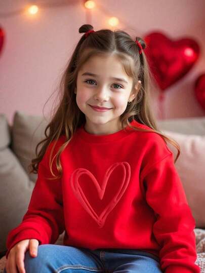 Suéter Casaco de Moletom Infantil Feminino Casual e Confortável, Moda  Fofo de Coração Premium