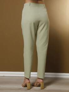Tailored Set Elegant Set Set Of Palazzo Pants And Blouse - 橄欖綠 - 查看 6