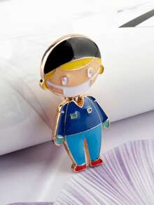 一個創意男性醫療器械針筒造型胸針，個性化幾何領帶包徽章配件 - 卡通注射器胸針 - 查看 22