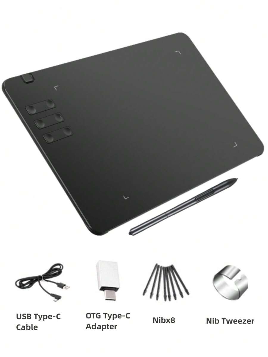 Planche à dessin électronique fine de 10 pouces avec 6 touches de raccourci et un stylet sans batterie de 8192 niveaux de pression, pour le dessin, la conception et l'enseignement en ligne. La tablette de dessin est compatible avec Windows XP/7/8/10 et OS 11.0 ou version ultérieure, et Android 5.0 ou version ultérieure [Remarque : Android nécessite une connexion OTG et l'installation du pilote pour fonctionner correctement].