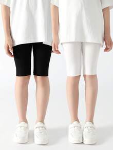 1/2 件儿童凉爽柔软透气 3/4 紧身裤，适合春夏季日常穿着