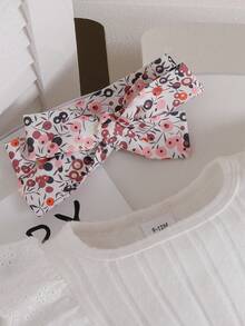 春夏女婴三件套：可爱短袖连体衣、碎花发带和蝴蝶结袜子 - 白色 - 查看 9