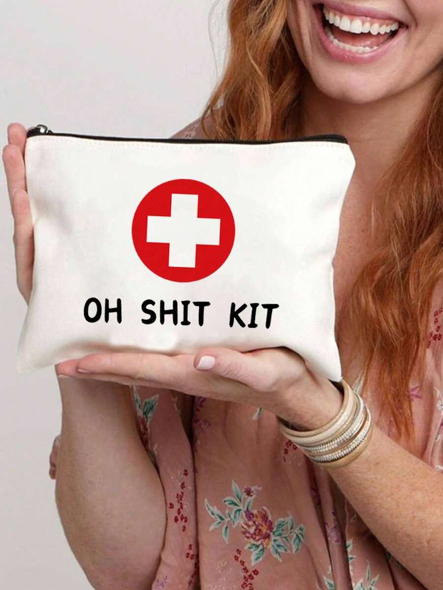 Versatile Canvas First Aid Kit Zipper Pouch Alcohol-Free, Ideal For Travel & Home Use - Perfect Gift For Nurses, Doctors, And Anyone Recovering Medicine Bag Medicine Storage Bag Medicine Organizer First Aid Kit First Aid Bag Travel Accessories Travel Organizer Travel Essentials Travel Stuff Travelling Bag College Vacation Cruise Summer Holiday Essentials For Outdoor Camping Hiking Hunting - White - View 1