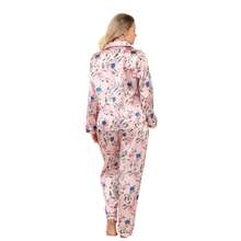 Luxury Satin Floral Pyjama Set – Long Sleeve, Button-Up & Pockets - Baby Pink - View 4