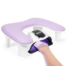 Arm Rest For Nails Tech,Height-Adjustable U Shaped Manicure Nail Arm Rest,Big Microfiber PU Leather Hand Rest For Nails Tech, Professional Salon Manicure Arm Rest Cushion - 紫色 - 查看 1