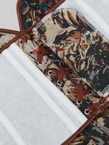 Fashionable Women's Strapless Top, Elegant European Style Lace-Up Sexy Bodycon Crop Top, Streetwear - Khaki - View 7