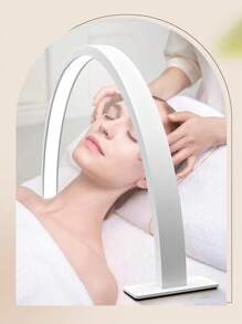 LED 1pc White/Pink Half Moon Nail Table Lamp, 14.1 Inch / 20.4 Inch Size Fill Light, Linear Monochrome Dimming, For Nail, Dresser, Reading Night Lights
