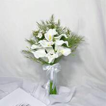 Artificial Calla Lily Bridal Bouquet, Wedding Bridesmaid Flowers, Bride Accessory