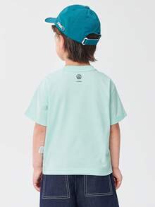 Balabala Young Boys Summer T-Shirts, Animal Graphic Print Cotton Short Sleeve T-Shirts - Powder Blue - View 2