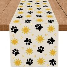 Summer Table Runner With Runner, Sun, Dog And Heart Pattern, Home Kitchen Decorative Table Decor For Summer - Yellow - View 1