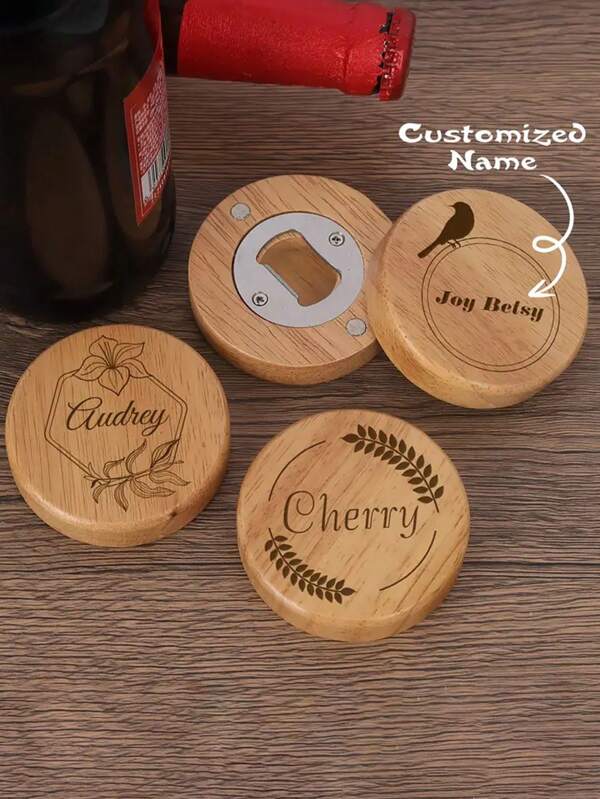 10 piezas de abrebotellas de bambú y madera personalizado - Diseño circular creativo, puede pegarse en el panel del refrigerador, para uso doméstico, regalo perfecto con creatividad, regalo para el padre, multifuncional, decorativo, reutilizable, exquisito, elegante, de alta calidad, colorido, moderno, personalizado, único