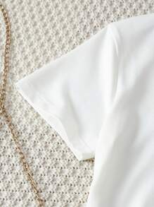 2 Peças Conjunto de Moda Verão Meninas, Camiseta Estampada + Calça Reta de Perna Larga de Cor Sólida
