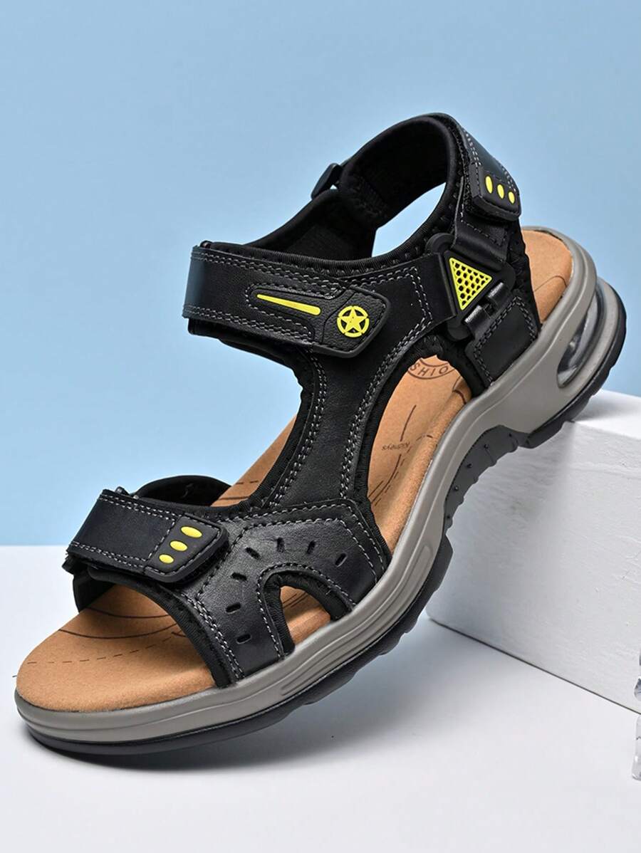 Nuevas sandalias de cuero genuino con suela suave para hombres, diseño de moda, con respirabilidad, cómodas para uso casual, al aire libre y en la playa, estilo romano