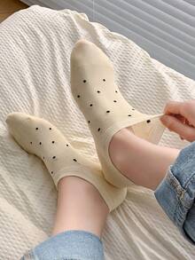 6 双女士时尚波尔卡圆点隐形船袜 - 多功能，防滑柔软透气，适合年轻人日常穿着 - 彩色 - 查看 6