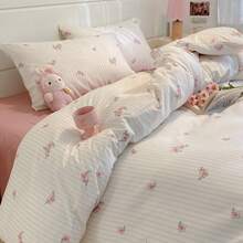 1 Set 3 Pieces Ditsy Floral Bedding, Vintage Ditsy Floral Cozy Botanical Shabby Chic Style Quick-Drying Textile Set, Breathable Machine Washable, Suitable For Spring/Summer Bedroom Decor (1 Duvet Cover + 2 Pillowcases), Pillow Case Patterns Randomly Cut - Washed Cotton Floral - View 21