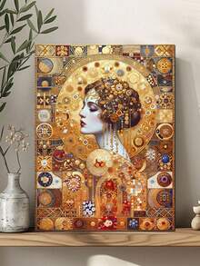 优雅的 Gustav Klimt 女人 DIY 5D 钻石画套装，全圆形钻石马赛克工艺品，手工制作的精美艺术品，适用于家居墙壁装饰，肖像，无框 - 彩色 - 查看 2