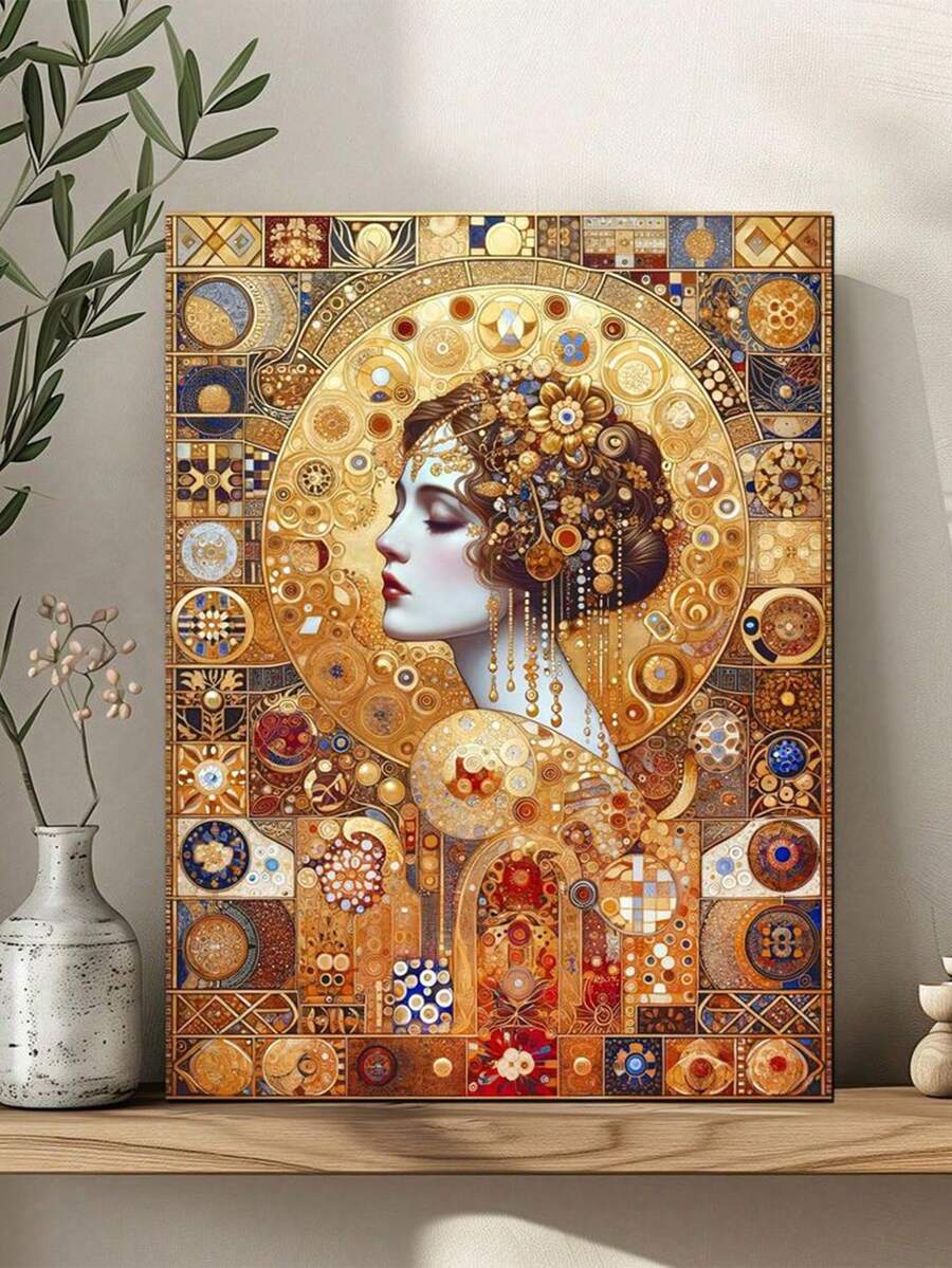 优雅的 Gustav Klimt 女人 DIY 5D 钻石画套装，全圆形钻石马赛克工艺品，手工制作的精美艺术品，适用于家居墙壁装饰，肖像，无框