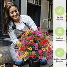 1pc Artificial Straight Plug Plant Flowers With Ground Spikes For Outdoor Spring Summer Decoration, Artificial Silk Daisy Eucalyptus Flowers Look Real, UV Resistant Porch Home Indoor Terrace Balcony Yard Decoration Simulation Tree,Fall Decor,Autumn