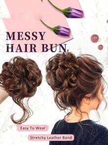 Synthetic Messy Chignon Fake Hair Circle Hair Bun Extensions Scrunchy Black Wig Curly Hair With Tail For Women Girl Hairpieces, Hair Accessories