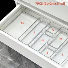 6/7pcs Transparent Drawer Organizer Boxes, Cosmetic Storage Boxes, Desktop Divider Organizers For Makeup, Office Supplies And Misc Storage Summer Goods For Women Storage Organizer Gift