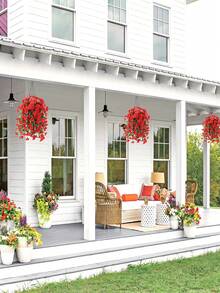 10/6/4/2/1pc Artificial Hanging Flowers, Large Red Morning Glory, Suitable For Wedding, Home, Office, Garden Decor, Artificial Flowers With Eucalyptus Leaves, UV-Resistant Realistic Hanging Plants, Suitable For Autumn Decor, Thanksgiving Decor, Wedding Arch, Wall, Garden, Bedroom, Office, Party Decor - Bright Red - View 5