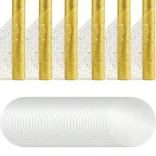 6pcs/Set Gold Table Runner (28 * 275cm) + 36pcs/Set Table Placemats (33cm), Table Runner And Placemat Set, Suitable For Party Decorations