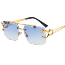 Unisex schlanke Metall Panther Kopf Brille - Rahmenlos Eisengestell, rutschfeste Nasenpads & bequemer Sitz (Business/Party) für Sommer Strand Urlaub, Outdoor, Reisen
