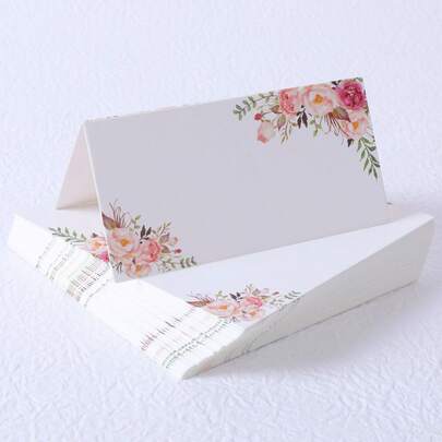 10/20/50张粉色牡丹花帐篷卡，花卉餐桌座位卡，自助餐食品标签，姓名引导卡，折叠式号码座位分配标签，适用于婴儿派对、婚礼、聚会、宴会