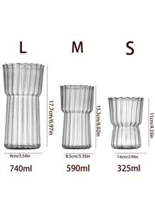1PC Striped Minimalist Glass Cup, Transparent Iced Americano Coffee Cup, High-Quality Creative Breakfast Milk Cup - Milk Tea Cup, Cocktail Cup, Juice Beverage Cup, Fruit Tea And Flower Tea Cup, Ice Cream Cup, Soda Water Cup, Coffee Cup, School Supplies, Kitchen Tools, Suitable For Office, Restaurant Use