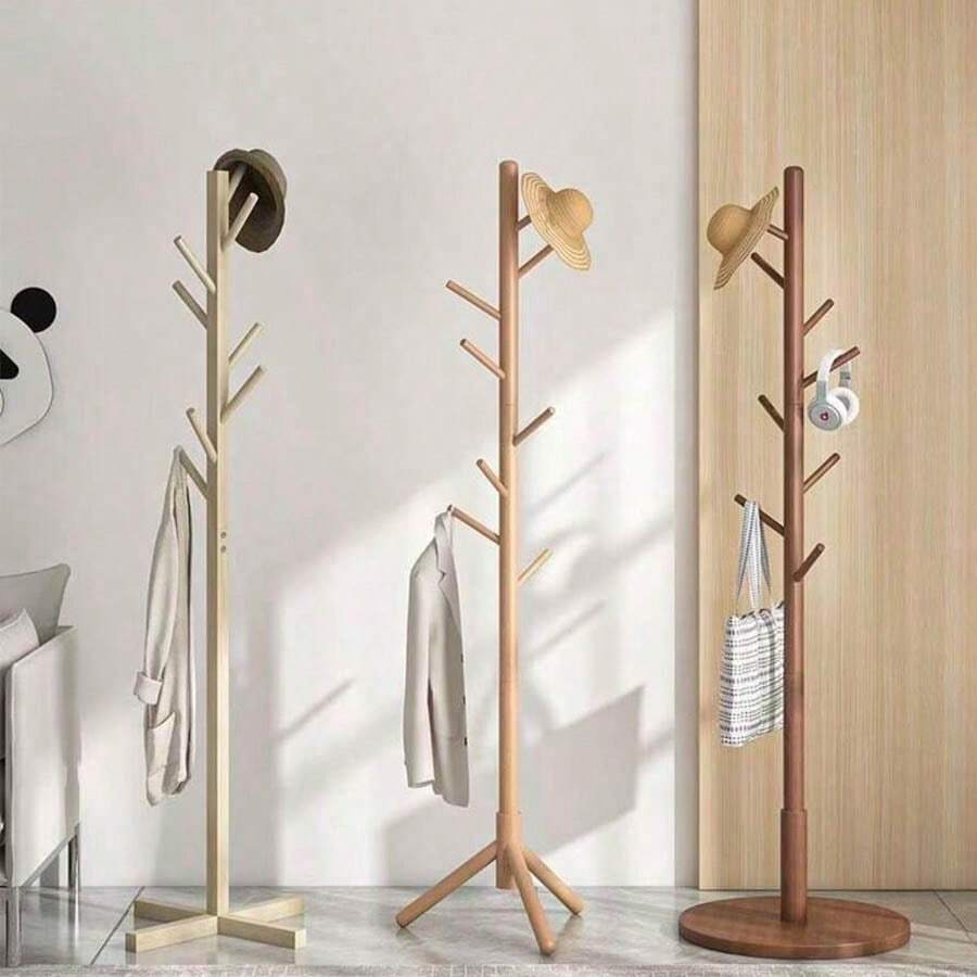 Wooden Floor-Standing Coat Rack, Minimalist Design Clothes Hanger Stand For Bedroom, Dorm, Home, Office - Multicolor - View 1