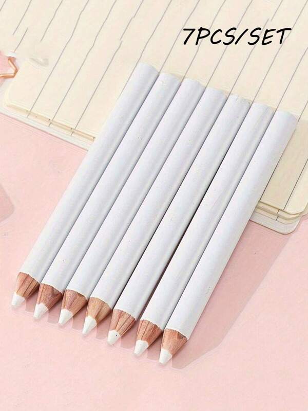 7Pcs/Set White Tailors Chalk Marking Pencils, High-Visibility, Easy-Erase, Sewing & Fabric Marking Set For Dressmakers & Beginners, Perfect For Sewing, Fabric, Dressmaking, Crafting, And Quilting