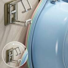 Stainless Steel Foldable Wall Mounted Hook - No Drilling Required, Space Saving Bathroom Organizer Rack For Towels, Basins And More, Modern Bathroom Storage And Accessory, Practical Hanging Hook Christmas Decor