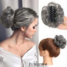 凌乱爪夹发髻合成卷发髻耐热波浪发髻，带蓬松自然发夹接发黑棕色金发髻，适合女性时尚卷发，适合日常佩戴假发 - 彩色 - 查看 18