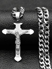 基督教圣经不锈钢金/银耶稣长项链男/女项链吊坠宗教珠宝男士女士时尚配饰情侣礼物 - 項鍊 - 查看 10