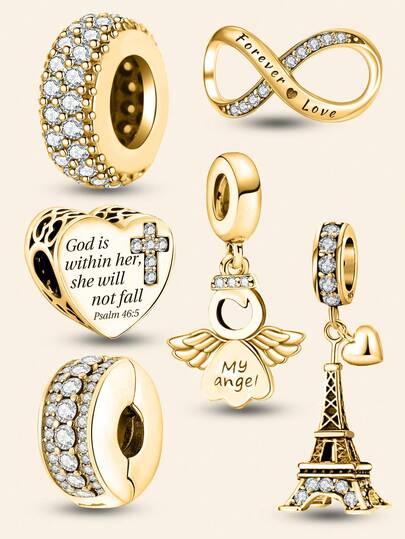 1Pc Fashionable 925 Sterling Silver Love Angels Series Charm Bead Fit For Women Bracelets Bangles DIY Jewelry Making And Daily Outfit Matching Jewelry Decoration For Girls