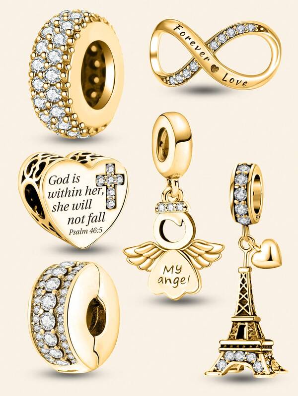 1 Pieza Moda 925 Plata de Ley Ángeles del Amor Serie Cuentas Charm Ajuste para Pulseras Brazaletes de Mujer DIY Joyería Haciendo y Combinación de Atuendos Diarios Decoración de Joyería para Niñas