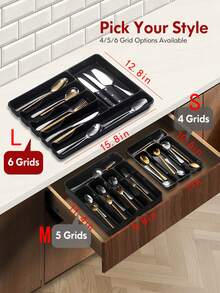 1pc Flatware Organizer Box, Cutlery Tray, Kitchen Drawer Storage Organizer Divider, Made Of Plastic PP Material, Suitable For Storing Cooking Utensils, Knives, Forks, Spoons, Chopsticks On Countertop Or In Cabinets, Back To School Supplies