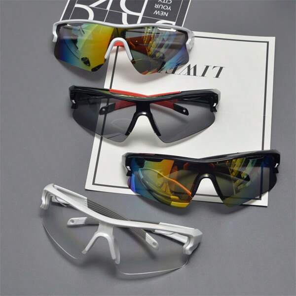 1 Polarized Sports Glasses - Smooth White Frame, Blue Lenses, Durable ABS And PC, Perfect For Cycling, Hiking, And Outdoor Exploration
