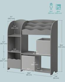 SONGMICS Toy And Book Organizer For Kids, Kids Bookshelf And Toy Storage, Storage Organizer With 2 Storage Boxe, Grey - Grey - View 5