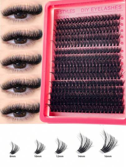 Fluffy Lash Clusters 50D+60D+80D/40D+60D+80D/40D+50D+60D/30D+40D+50D Individual Eyelash Thick Cluster Eyelash Extensions D Curl Lashes Clusters 300Pcs/600Pcs Individual Lashes 8-16MM Wispy Cluster Lashes Lash Clusters, Eyelash Clusters, Individual Eyelashes, Lashes, Fake Lashes