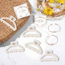 18 pezzi Set regalo per proposta da damigella, 6 fermagli per capelli con perle e 6 braccialetti con nodo per damigelle, regali per addio al nubilato, matrimonio, accessori per capelli per donne