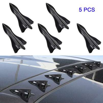 5 st. luftvirvelgenerator kolfibermönster diffusor hajfenor set kompatibel med spoiler topptak vinge spetsig, biltillbehör universal för de flesta sedan, SUV, skåpbil (svart/kolfibermönster)