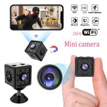 Telecamera di sicurezza senza fili mini Wi-Fi per la casa, senza necessità di alimentazione, visione notturna HD interna, monitoraggio remoto tramite cellulare
