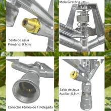 Cannon Sprinkler For Irrigation With A Range Of 30 Meters, Automatic And 360° Rotating, Irrigated For Vegetable Gardens, Green Belts - Grey - View 7
