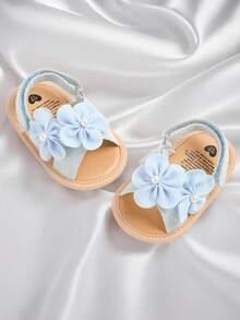 Toddler Girls' Outdoor Sandals, Elegant White, Summer - Baby Blue - View 4
