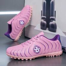 أحذية كرة قدم/كرة قدم للبالغين غير محددة الجنس، أحذية مناسبة للشجر الصناعي والأماكن المغلقة، منخفضة القدم، أحذية ملاعب وردية اللون - وردي - مشاهدة 1