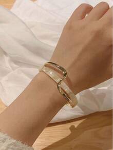 男士夏季独特设计珍珠母贝手链，不对称双层设计，适合日常佩戴、派对、母亲节礼物 - 雙層螺紋手鐲 - 查看 3